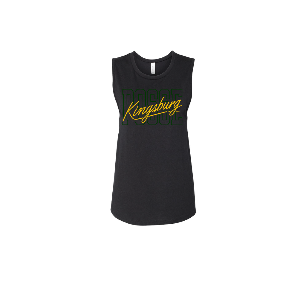 KINGSBURG POSSE SCRIPT BLACK WOMENS TANK 