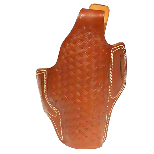 CANiK butterfly patterned leather holster, brown finish, belt holster side view