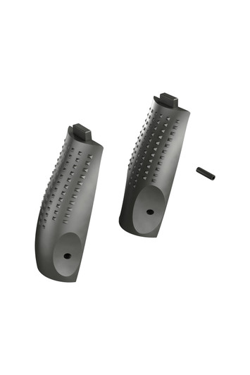 Canik compact size backstrap set with two size options, black finish, rear view