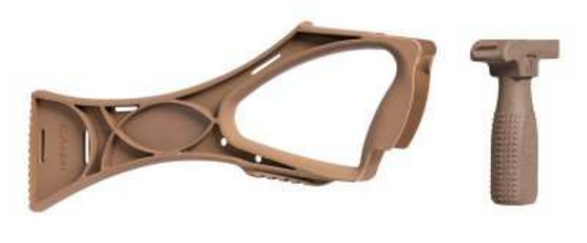 CANiK Duty Pack FDE armbrace-2 pistol stock and vertical foregrip set, angled view