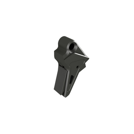 Canik Enhanced 90° lightened flat trigger assembly, red anodised aluminium, diamond texture