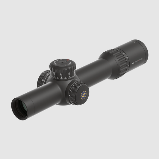 Vector Optics Continental X10 1-10x28 ED RAR2 rifle scope with tactical turrets and illuminated reticle, ideal for dynamic shooting scenarios.