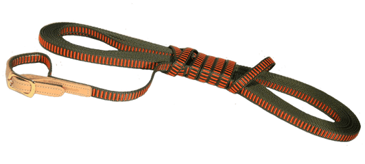 Niggeloh blood tracking lead, orange-olive 12m x 15mm, cross-ribbed webbing