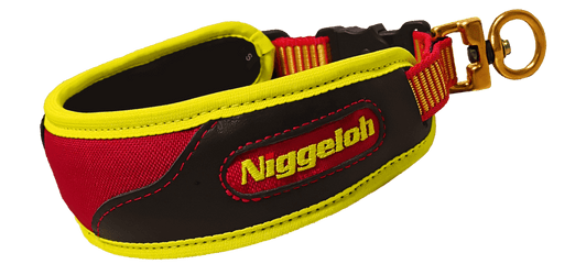 Niggeloh TRAIL Blood Tracking Collar, size S 40–50 cm, quick-release snap, 5.5 cm wide, side view