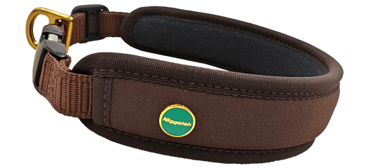 Niggeloh Fashion dog collar, Brown-Brown, size XS with quick-release and brass D-ring Niggeloh Fashion dog collar, Brown-Brown, size XS with quick-release and brass D-ring