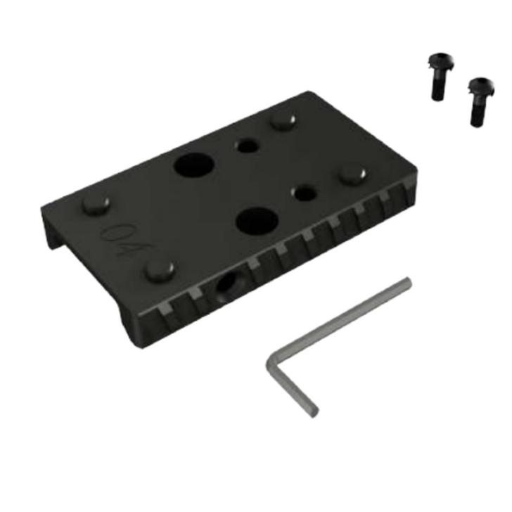 Canik Optic Interface #4 red dot mounting plate with screws, top view