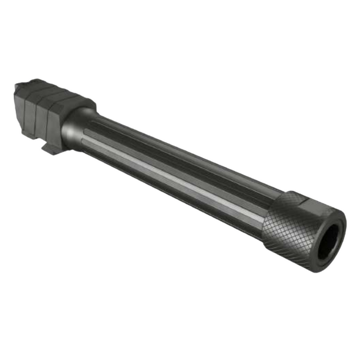 CANiK full size fluted threaded barrel, Tenifer finish, 5-inch length, 1/2-28 RH threads, side view