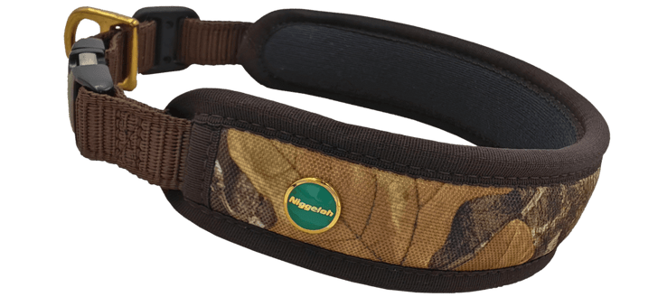 Niggeloh Fashion dog collar, Realtree Edge-Brown, size M with quick-release and brass D-ring