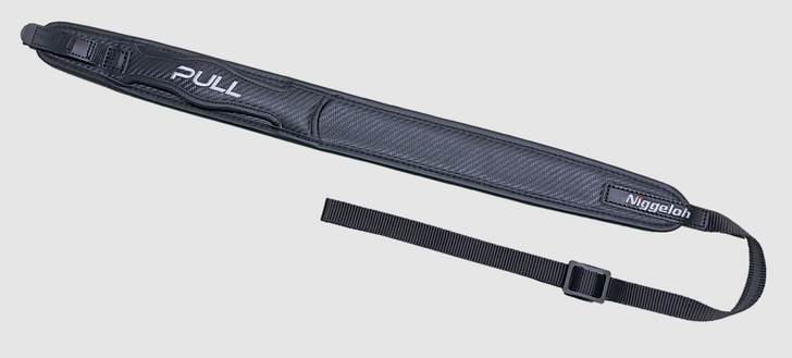 Niggeloh PULL Leather Carbon rifle sling with QR swivels, black/grey