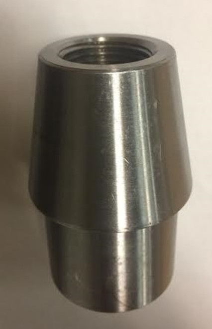 silver 1 1/4" Rod End Tube Insert, a cylindrical metal component, threaded inner surface and a smooth outer surface and and provide a connection point for a rod end or other hardware.