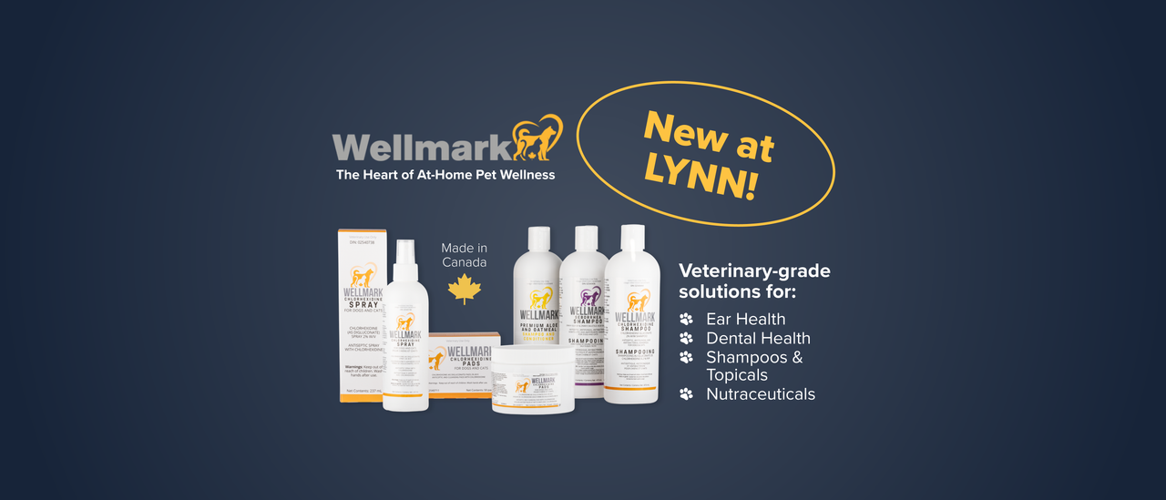 An image of Wellmark pet health products, newly available at LYNN Professional