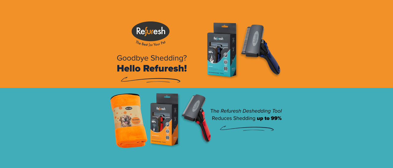 Images of Refuresh Deshedding Tools - with text announcing availability in Canada through LYNN Professional