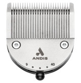 Andis 5-in-1 Adjustable Blade (562751), close-up view of the metallic adjustable clipper blade with multiple cutting lengths, screws, and adjustment dial.