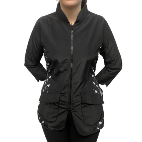 Savy Black & White Dog Grooming Jacket Lynn Professional