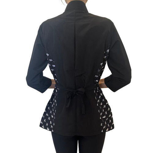 Savy Black & White Dog Grooming Jacket Lynn Professional