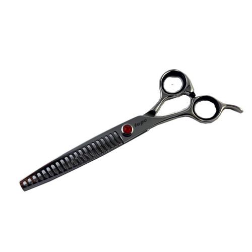 Lupo Offset Chunker Shears — Left-Handed, 7 inch, 21 tooth, professional hair cutting scissors with ergonomic design and sharp blades.
