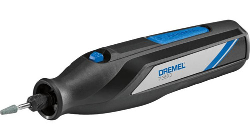 Dremel 7350-5 Cordless Rotary Tool Kit, rechargeable cordless rotary tool with attachments for DIY crafts and household projects.
