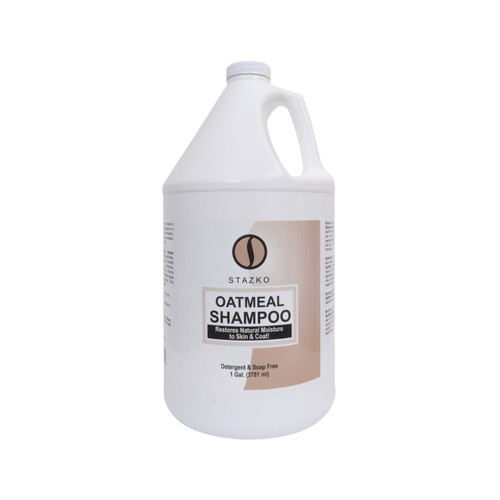 Best Shot Stazko Oatmeal Shampoo - Gallon, white gallon bottle with a label displaying the product name and purpose.