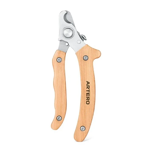 Artero Luna Ergo Nail Clipper Without Spring, stainless steel nail clippers with wooden handles for grooming.