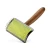 Artero Maya – Curved Slicker Brush File Pin, professional pet grooming brush with a wooden handle and a yellow curved metal base with stainless steel pins.