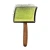 Artero Maya – Curved Slicker Brush File Pin, a pet grooming tool with a curved metal slicker brush and numerous fine wire pins, featuring a wooden handle for easy grip.
