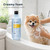 Artero Bloom Argan Shampoo, a light blue bottle with black cap on a bathroom sink during a dog's bath.