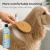 Artero Bloom Argan Shampoo, a bottle of moisturizing shampoo with a yellow label, being used to brush a golden retriever's coat for smoother, tangle-free hair.