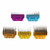 Zolitta Skip Tooth Wide Attachment Combs, colorful hair clipper attachment combs with wide teeth in purple, blue, yellow, and brown colors.