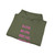 Hoodie — "Bath. Blow. Brush. Repeat." Pink Text Relaxed Hooded Sweatshirt, with drawstring hood and printed pink text on olive green fabric.
