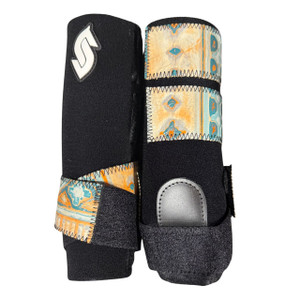 RTS Front Medium Sports Support in Black with L79 Terracotta Navajo RTS Front Medium Sports Support in Black with L79 Terracotta Navajo