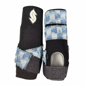RTS Front Medium Sports Support in Black with Denim Check RTS Front Medium Sports Support in Black with Denim Check