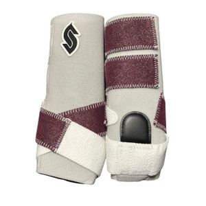RTS Front Medium Sports Support in White with Wine Stardust