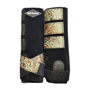 RTS LTD ED LOGO Rear Large Sports Support inBlack with L60 Turquoise Brown Roses