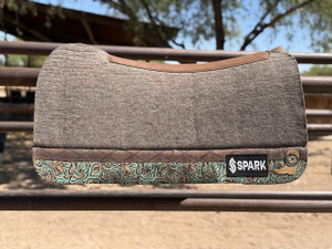 *RTS* Elite Roper Fit 1"Grey L60 Turquoise Brown Roses w/ L81 Rustic Diamond Tan strip & Boot Accent