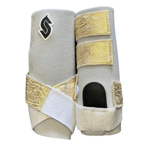 RTS Front Medium Sports Support in White with Gold Elephant