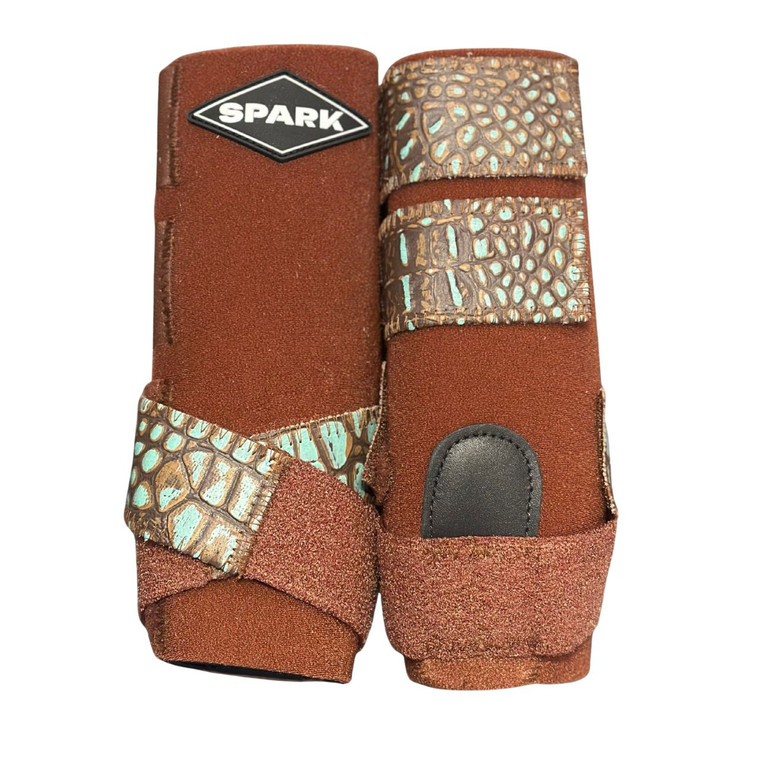 RTS LTD ED LOGO Front Medium Sports Support in Chestnut with Mint Chocolate Croc