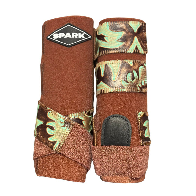 RTS LTD ED LOGO Front Medium Sports Support in Chestnut with L4 Turquoise Brown Laredo