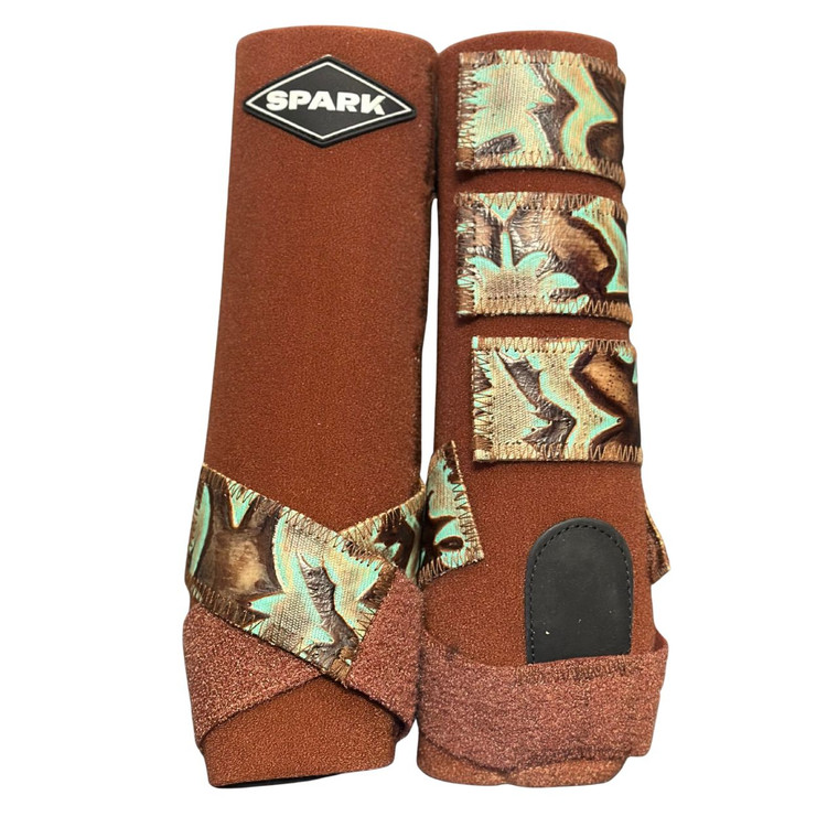 RTS LTD ED LOGO Rear Medium Sports Support in Chestnut with L4 Turquoise Brown Laredo