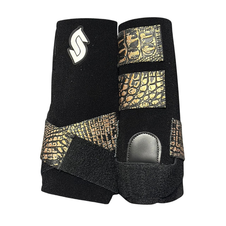 RTS Front Medium Sports Support in Black with Phantom Croc