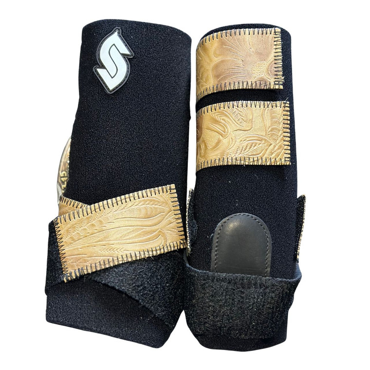 RTS Front Medium Sports Support in Black with Antique Floral