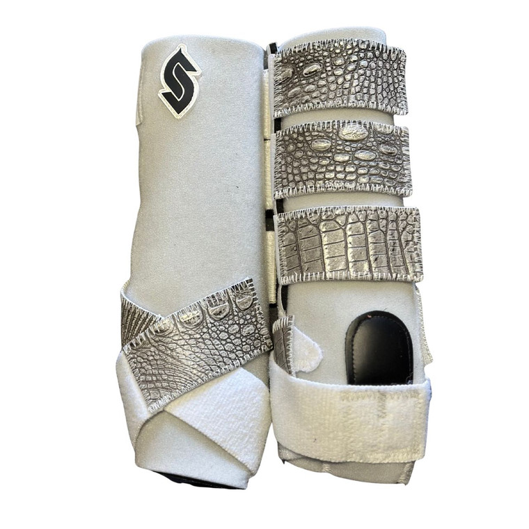 RTS Rear Medium Sports Support in White with Grey & Silver Croc