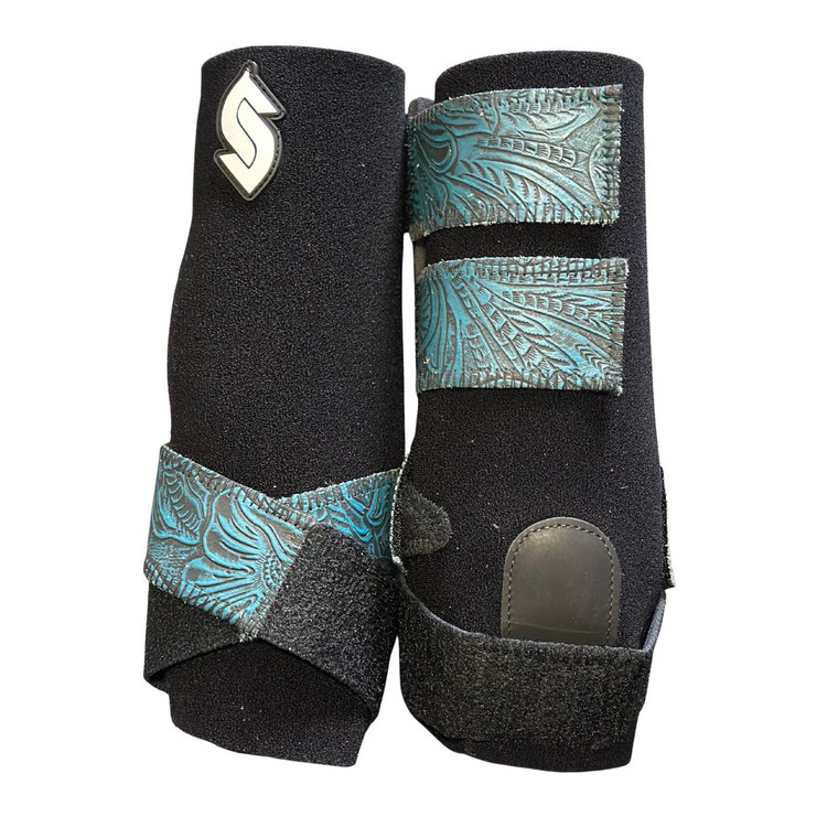 RTS Front Large Sports Support in Black with Teal Large Floral