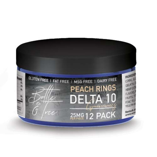 Bottle & Tree - Delta-10 THC Gummies - Peach Rings 12 Pack