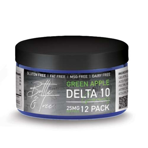 Bottle & Tree - Delta-10 THC Gummies - Green Apple Rings 12 pack
