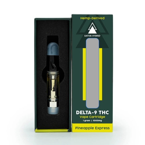 Serene Tree Delta-9 THC Vape Cartridge - Pineapple Express 1 gram background