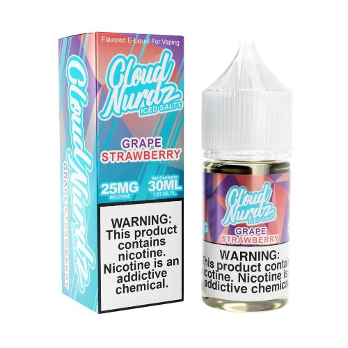 Cloud Nurdz Iced Salt E-Liquid - Grape Strawberry 30ml background