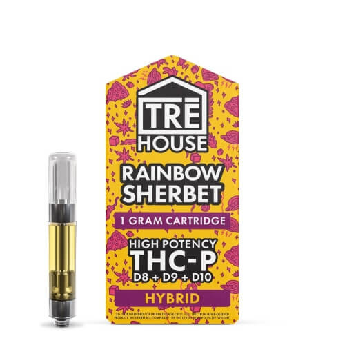 Tre House Delta Blend 1g Vape Cartridge Rainbow Sherbet background