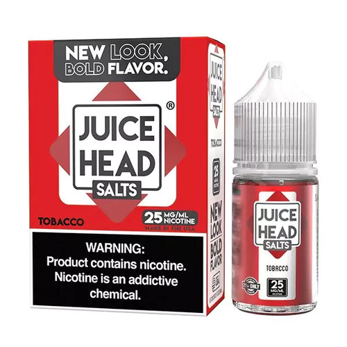 Juice Head Salt Tobacco 30ML bottle and box background