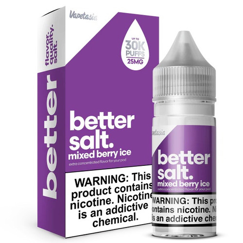 Better Salt - Mixed Berry Ice bottle and box Better Salt - Mixed Berry Ice bottle and box background
