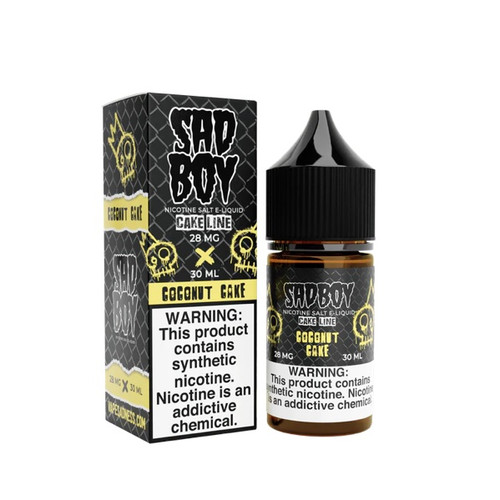 Sadboy Salt - Coconut Cake 30ml Bottle and Box background